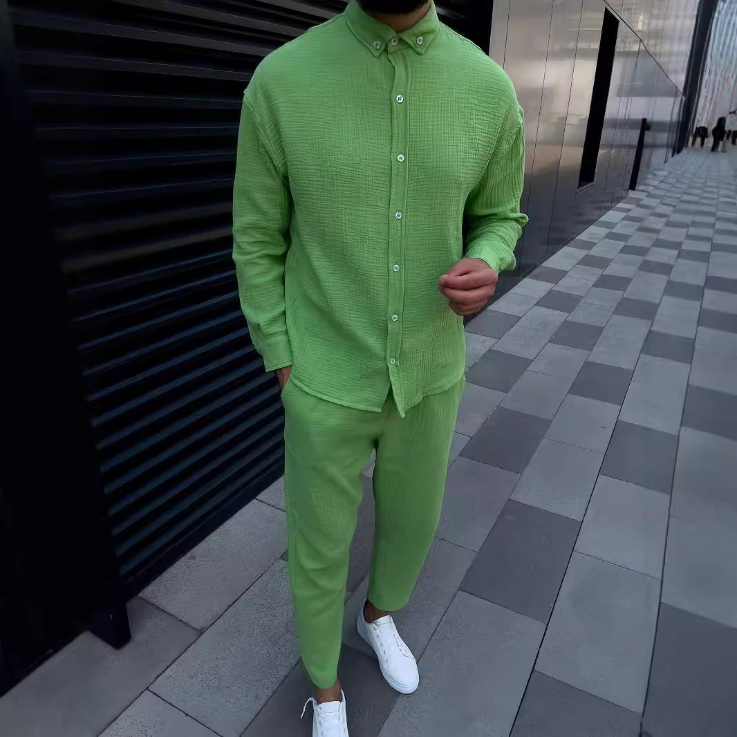 Herren elegantes langärmliges Hemd mit strukturiertem Design Echoarchiv