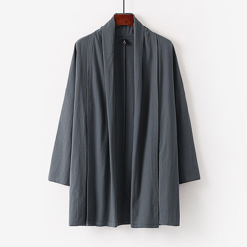 Unisex Offene Kimono-Cardigan aus leichter Baumwoll-Leinen-Mischung Echoarchiv