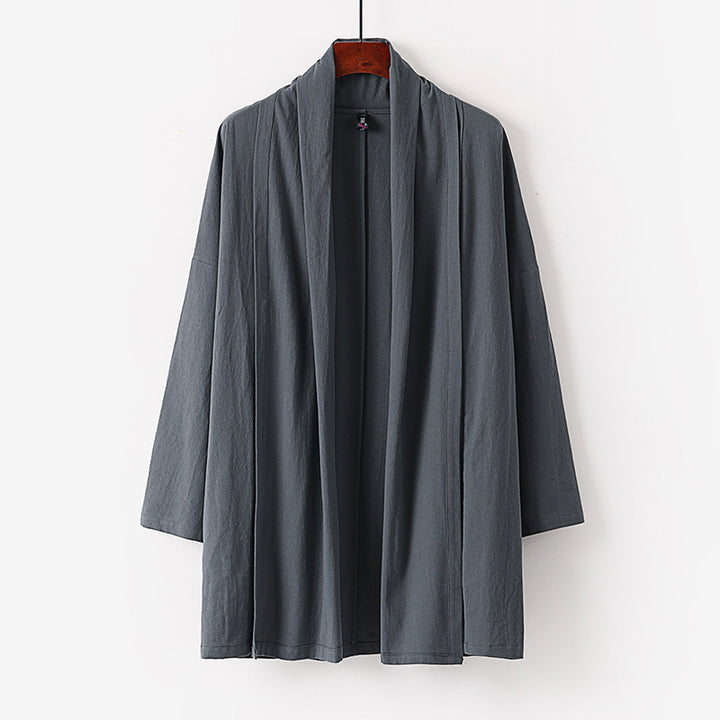 Unisex Offene Kimono-Cardigan aus leichter Baumwoll-Leinen-Mischung Echoarchiv