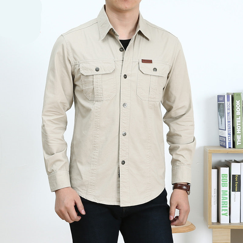 Herren Leichtes Canvas-Overshirt im Utility‑Stil mit Brustpattentaschen und Hemdkragen Echoarchiv