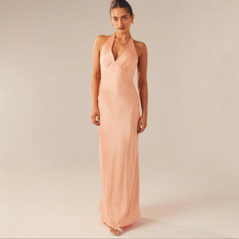 Damen Elegantes Wickelkleid mit V-Ausschnitt und schmalem, fließendem Schnitt Echoarchiv
