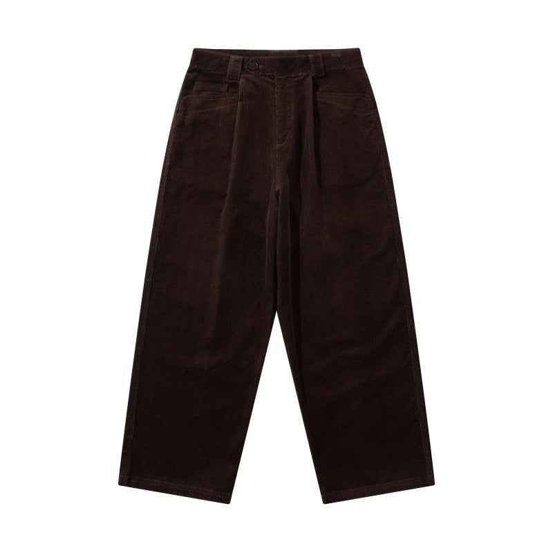 Herren Weite Cordhose mit Bundfalten, hoher Taille und geradem Bein Echoarchiv