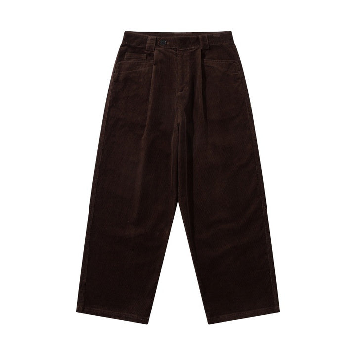Herren Weite Cordhose mit Bundfalten, hoher Taille und geradem Bein Echoarchiv