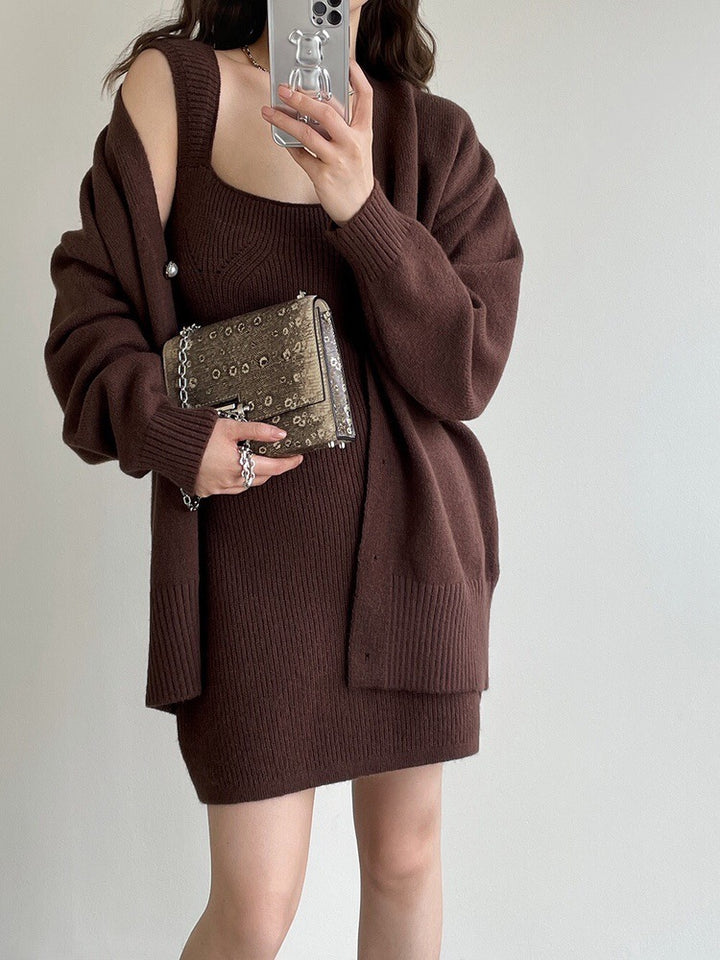 Damen Strickkleid mit offener Strickjacke Echo Archiv