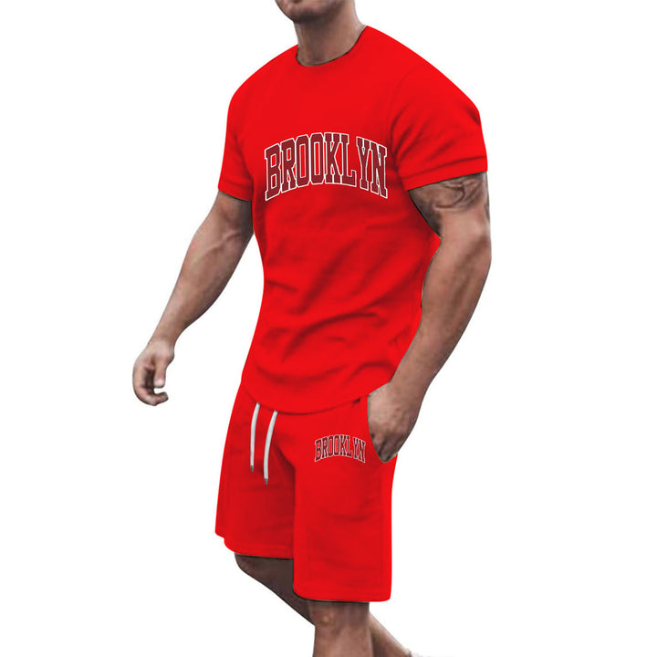 Herren Sportliche Baumwoll-Kurzarm-Pullover und Shorts Set Echoarchiv