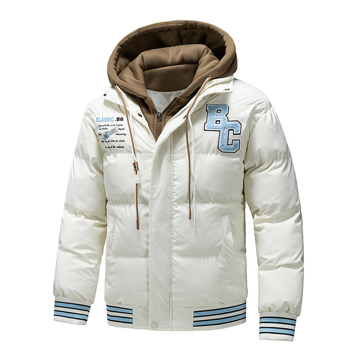 Herren Gepolsterte Steppjacke mit Kapuzen-Inlay und College-Patches Echo Archiv