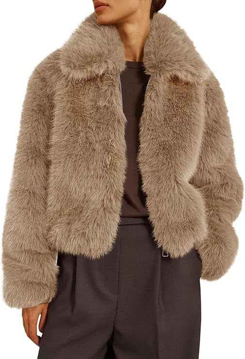 Damen Kurze Boxy‑Faux‑Fur‑Fliegerjacke mit dichtem Hochflor und breitem Umlegekragen Echo Archiv