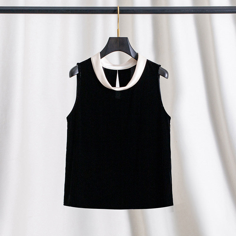 Damen Elegante Samtbluse mit Seidenkragen Echoarchiv