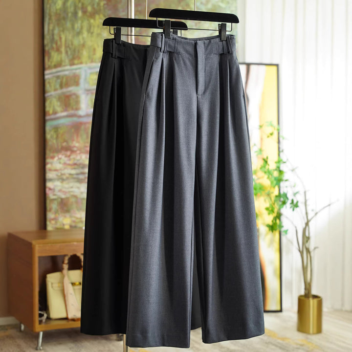 Damen Elegante und weit geschnittene Hochtaillierte Anzughose Echoarchiv