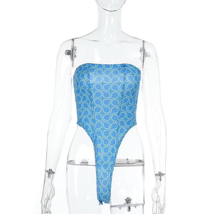 Damen Bandeau Badeanzug mit buntem Muster Echo Archiv