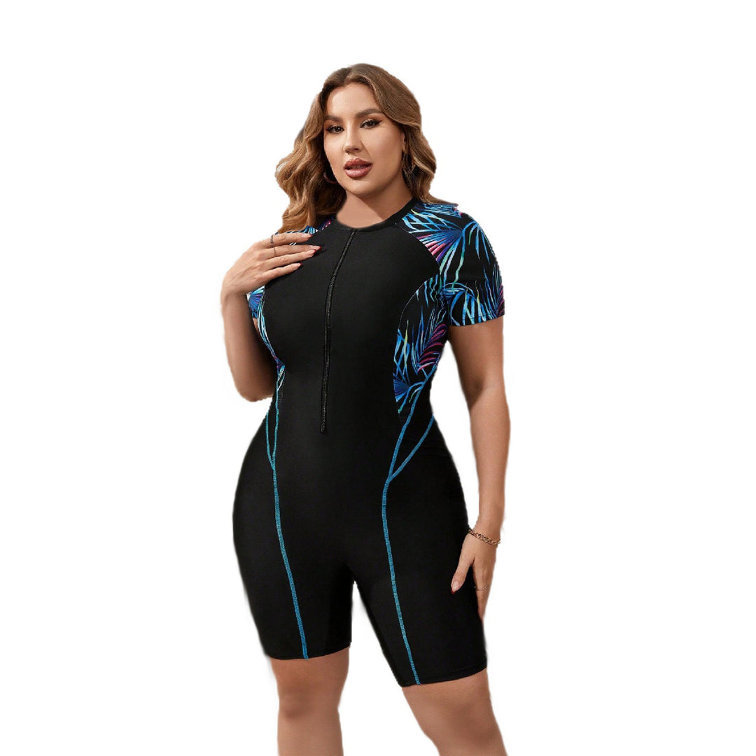 Damen Schwimmanzug mit kurzem Arm und buntem Muster Echo Archiv