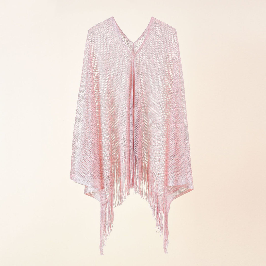 Damen Feinstrick-Mesh-Stola mit Metallic-Glanz und langen Fransen Echo Archiv