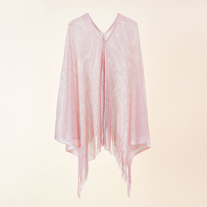 Damen Feinstrick-Mesh-Stola mit Metallic-Glanz und langen Fransen Echo Archiv