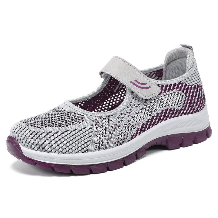 Damen nan atmungsaktive Strick-Mary-Jane Walkingsneaker mit Klettverschluss und dämpfender Leichtlaufsohle Echo Archiv