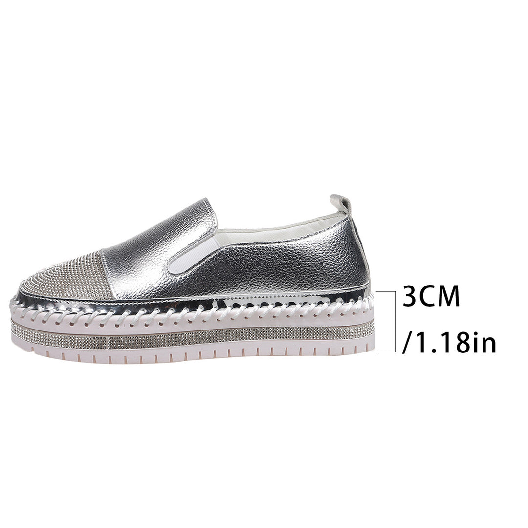 Damen glänzende Slip-On Plateau-Sneaker mit geflochtenem Rand und elastischem Einsatz Echo Archiv