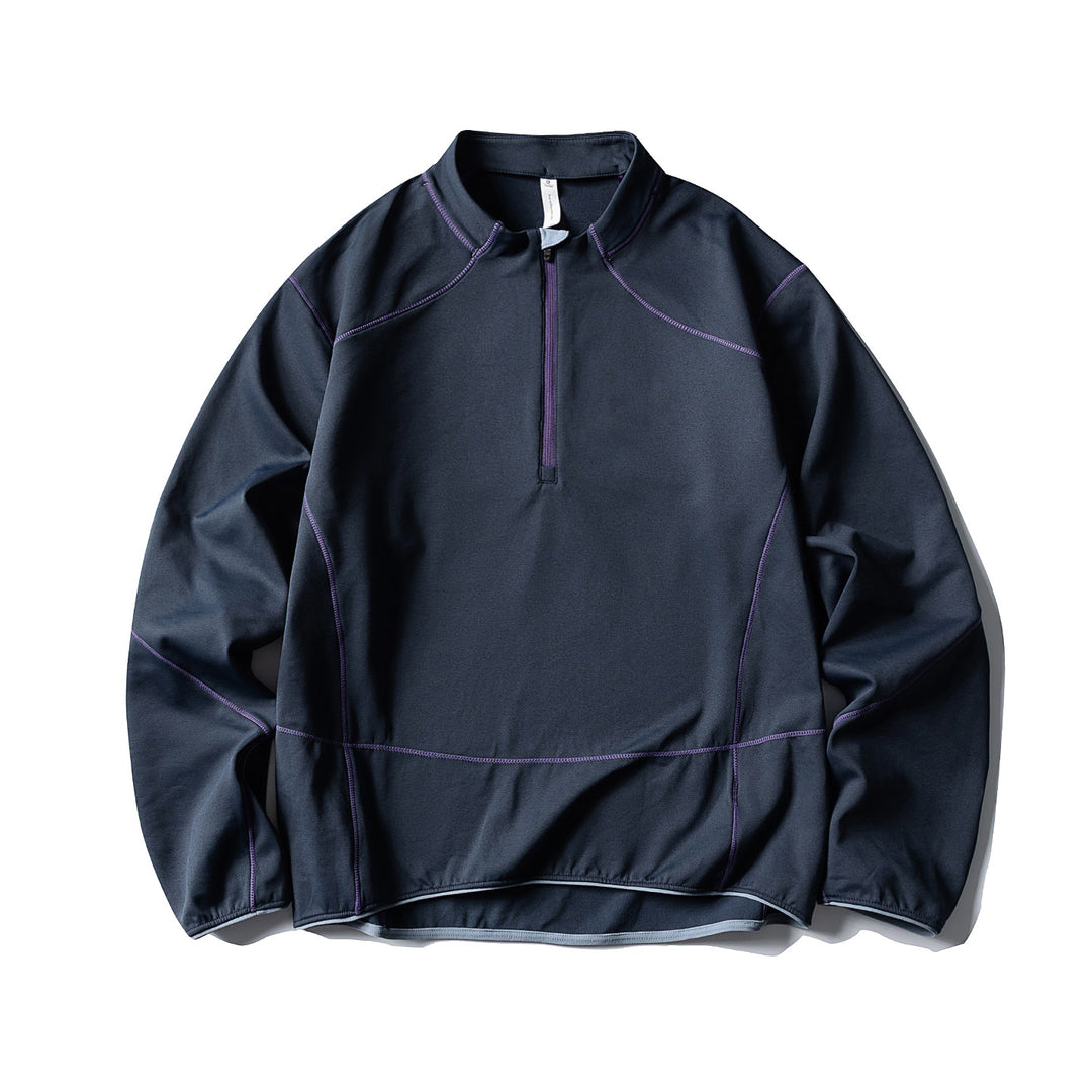 Unisex Halbzip-Fleecepullover mit Stehkragen, Flachnähten und verstellbarem Saum Echoarchiv