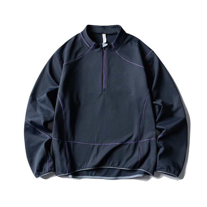 Unisex Halbzip-Fleecepullover mit Stehkragen, Flachnähten und verstellbarem Saum Echoarchiv