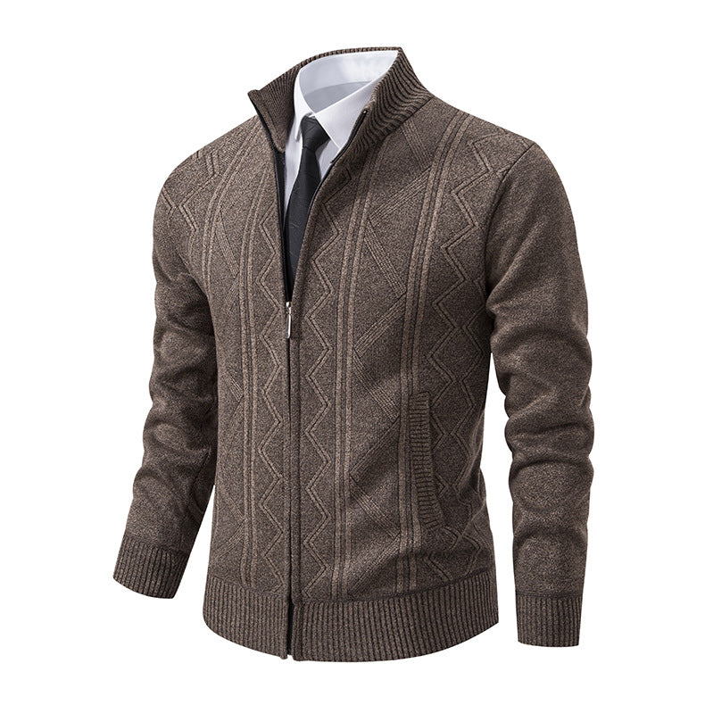 Herren modische Strickjacke mit hohem Kragen und Reißverschluss Echoarchiv