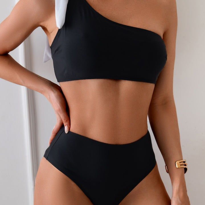 Damen Bikini-Set mit asymmetrischem Oberteil und hohem Taillenbund Echo Archiv
