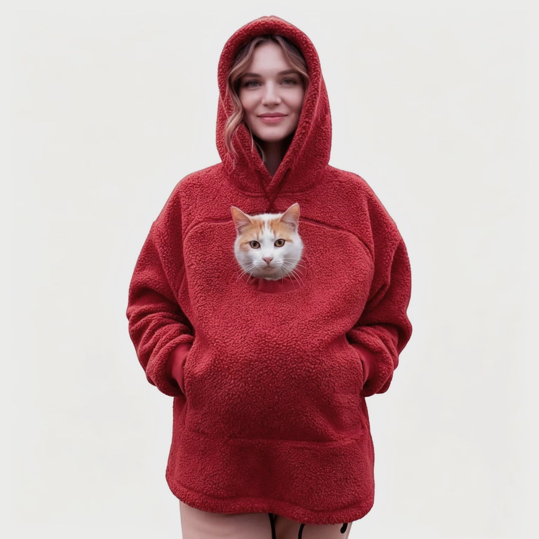Damen Kapuzenpullover mit integrierter Katzenhöhle und extra weichem Fleece Echo Archiv