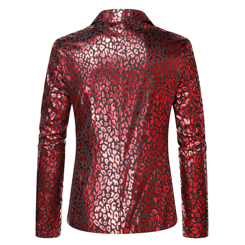 Herren eleganter Pailletten-Blazer mit modernem Leopardenmuster Echoarchiv