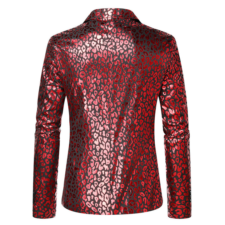 Herren eleganter Pailletten-Blazer mit modernem Leopardenmuster Echoarchiv