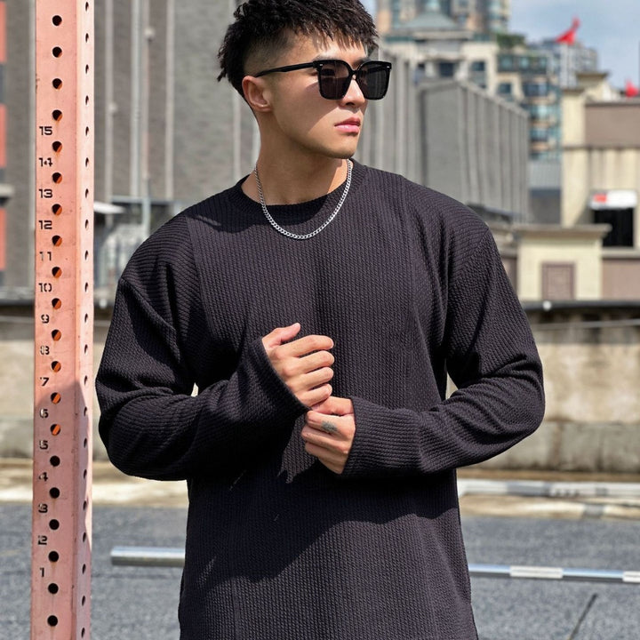 Herren lässiger Sweatshirt aus strukturiertem Gewebe mit praktischen Taschen Echoarchiv