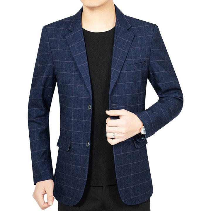 Herren Kariertes Slim-Fit City-Blazer mit Fensterkaro und Pattentaschen – Tianoro