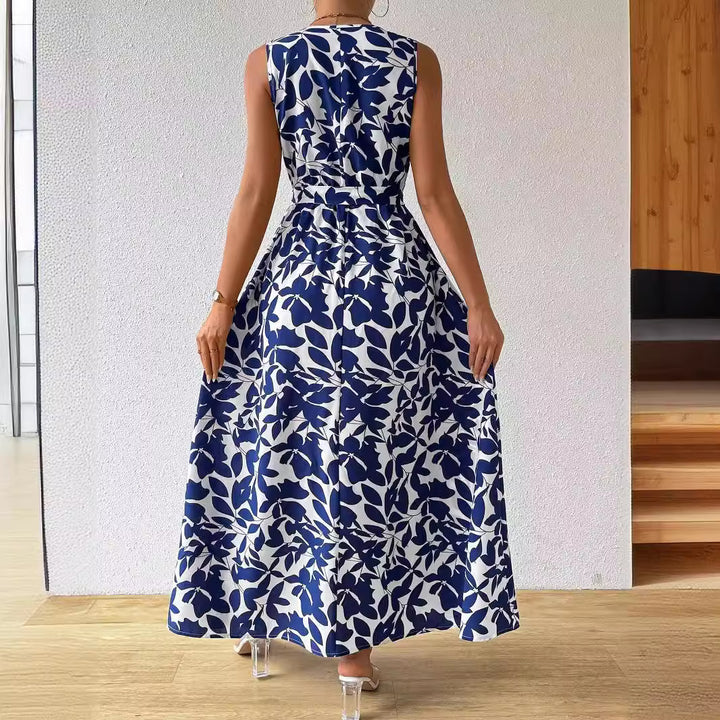 Damen nan Wickel-Maxikleid mit V-Ausschnitt und gebundenem Taillengürtel Echo Archiv