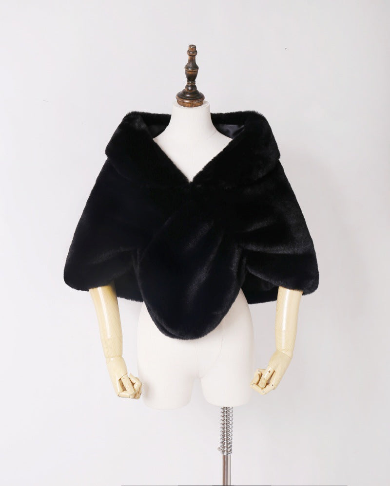 Damen elegante Kunstpelz-Schulterstola im Capelet‑Schnitt Echo Archiv