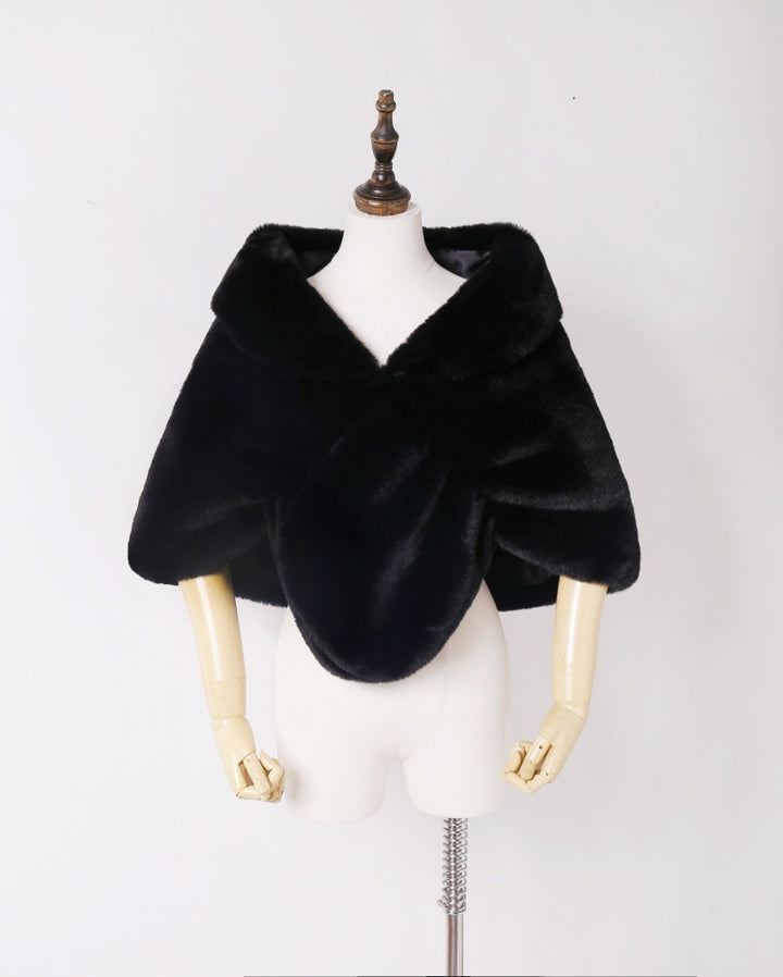 Damen elegante Kunstpelz-Schulterstola im Capelet‑Schnitt Echo Archiv