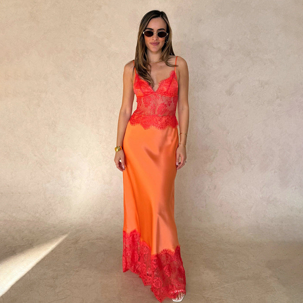 Damen Elegantes und figurbetontes Kleid mit Spitzenoberteil Echo Archiv
