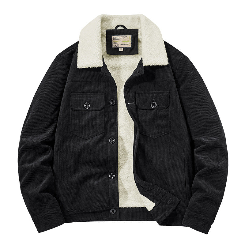 Herren Gemusterte Cordjacke mit Teddyfutter Echo Archiv