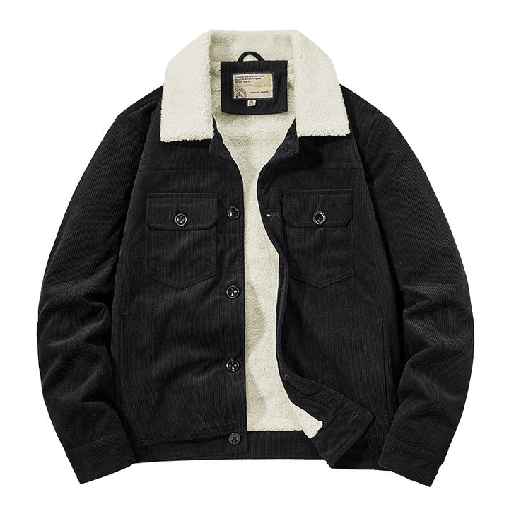 Herren Gemusterte Cordjacke mit Teddyfutter Echo Archiv