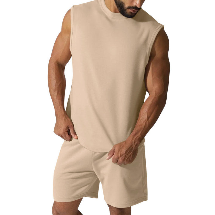 Herren Sportliches ärmelloses Trainingsset mit bequemen Shorts und atmungsaktivem Material Echoarchiv