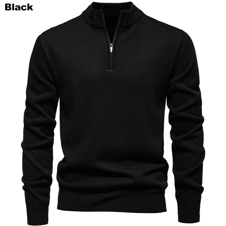 Herren feiner Strickpullover mit kurzem Reißverschluss und hohem Kragen Echoarchiv