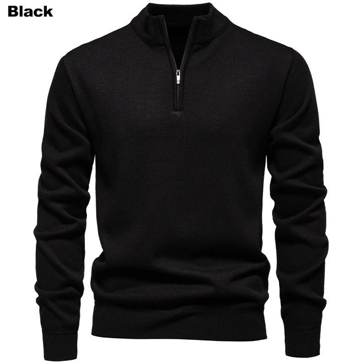 Herren feiner Strickpullover mit kurzem Reißverschluss und hohem Kragen Echoarchiv