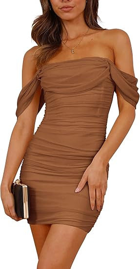 Damen figurbetontes Wickelkleid mit schulterfreiem Design Echo Archiv