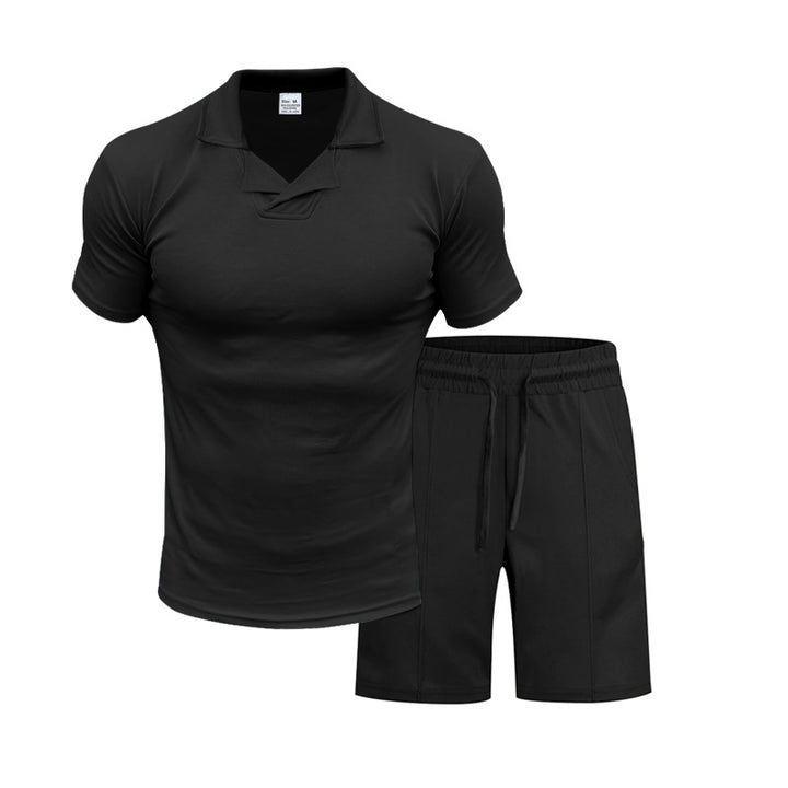 Herren Sport-Anzug mit komfortablem Kurzarm-Oberteil und bequemen Shorts Echoarchiv