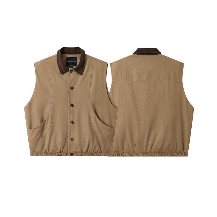 Herren Utilitaristische Weste mit Cordkragen und großzügigen Taschen Echoarchiv