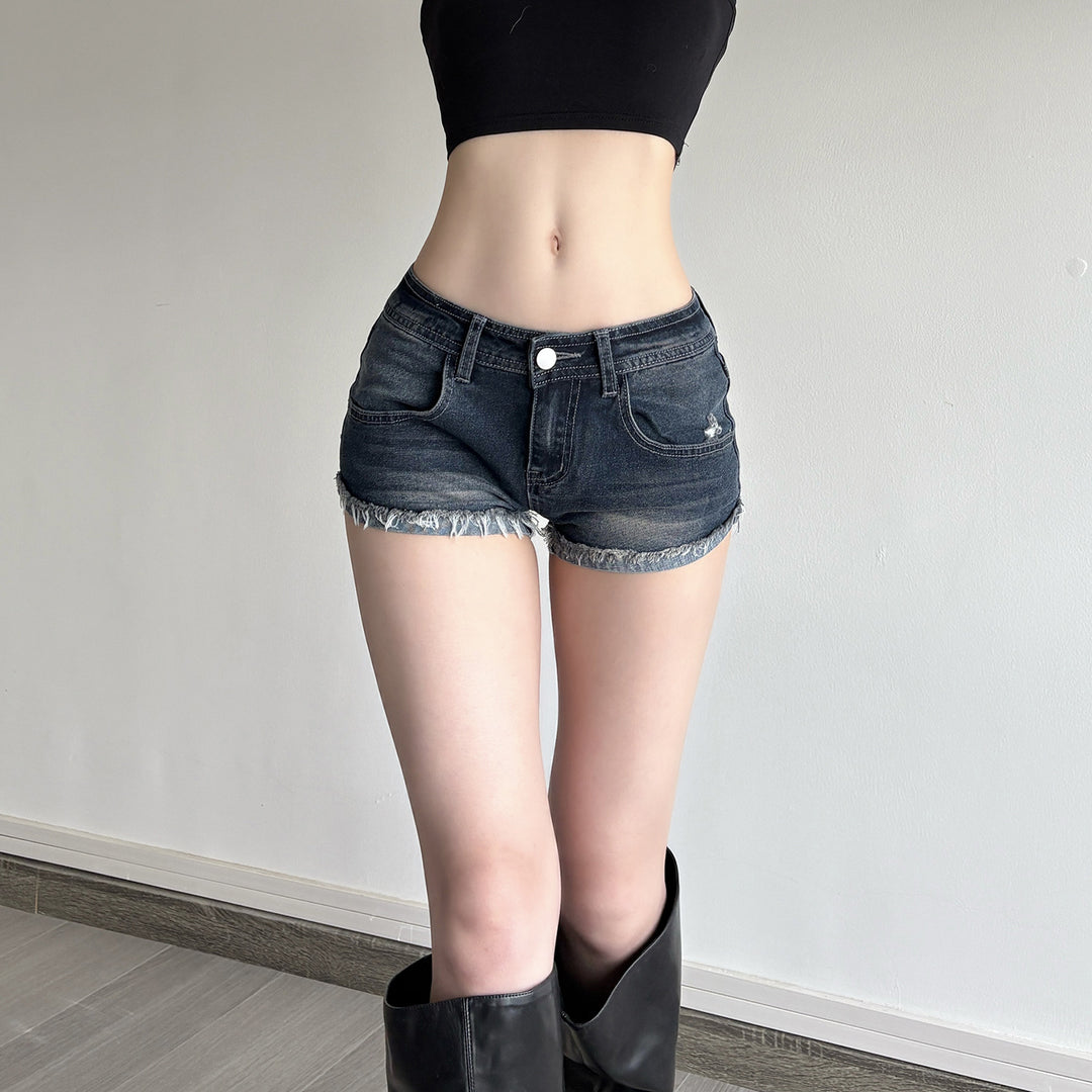 Damen Denim-Shorts mit ausgefranstem Saum Echo Archiv