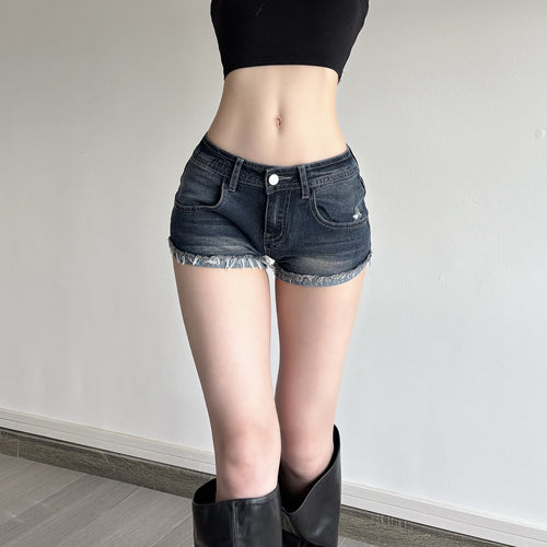 Damen Denim-Shorts mit ausgefranstem Saum Echo Archiv