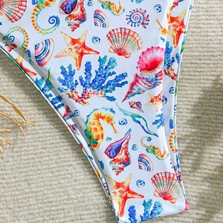 Damen Bikini-Set mit buntem Unterwasser-Motiv und verstellbaren Trägern Echo Archiv