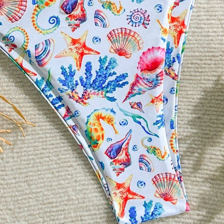 Damen Bikini-Set mit buntem Unterwasser-Motiv und verstellbaren Trägern Echo Archiv
