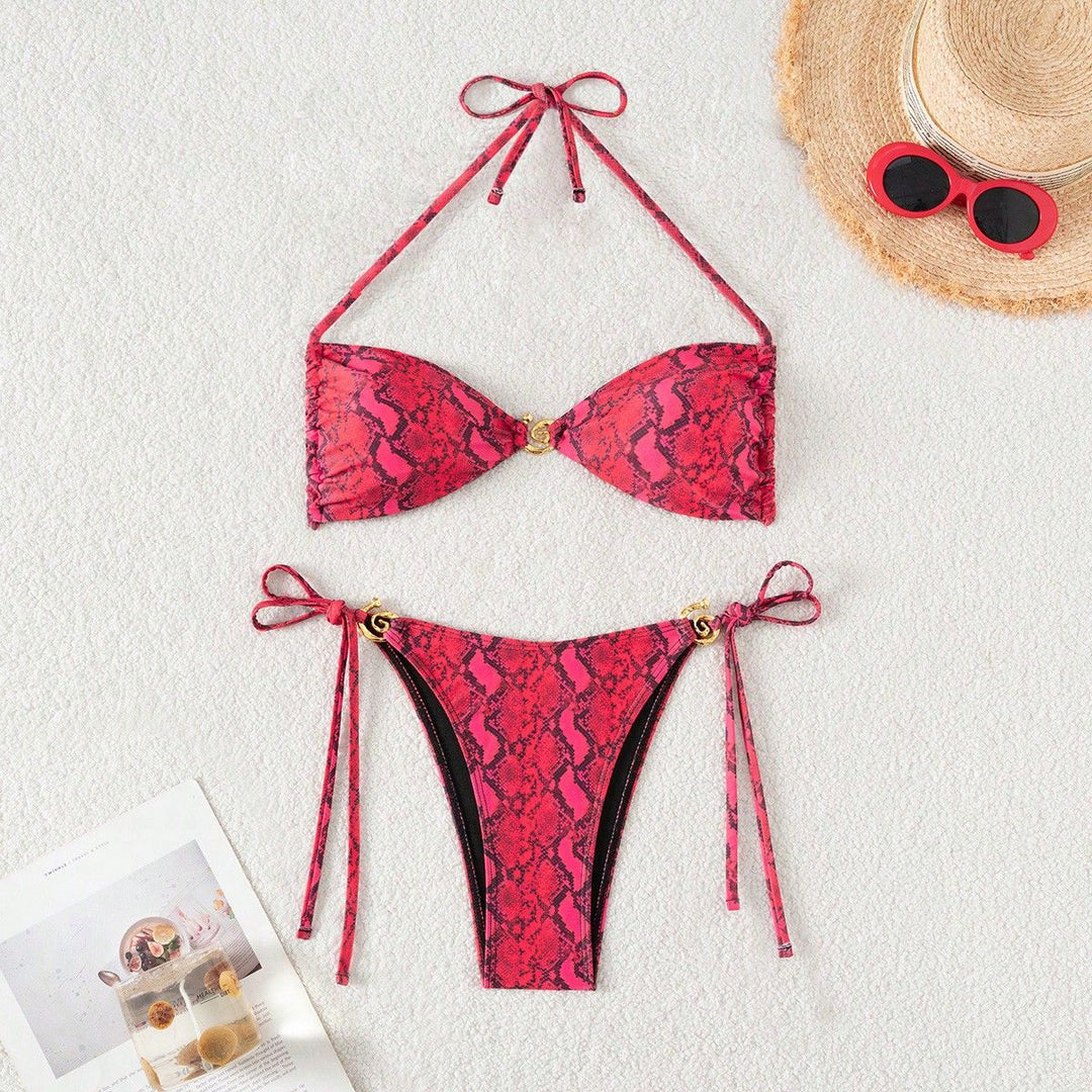 Damen Triangel-Bikini mit floralem Motiv und verstellbaren Trägern Echo Archiv