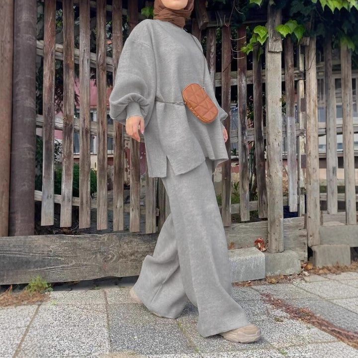 Damen Oversize-Strickset mit Ballonärmeln & weitem Palazzo-Hosenbein Echoarchiv