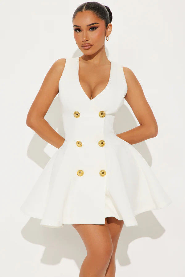 Damen Minikleid mit doppelter Knopfleiste und ausgestelltem Rock Echo Archiv