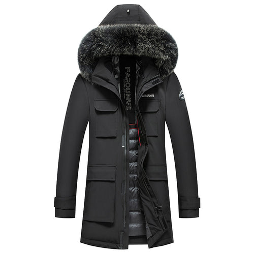 Herren Langer Winterparka mit abnehmbarer Kapuze und Kunstfellbesatz, Thermogefüttert Echo Archiv