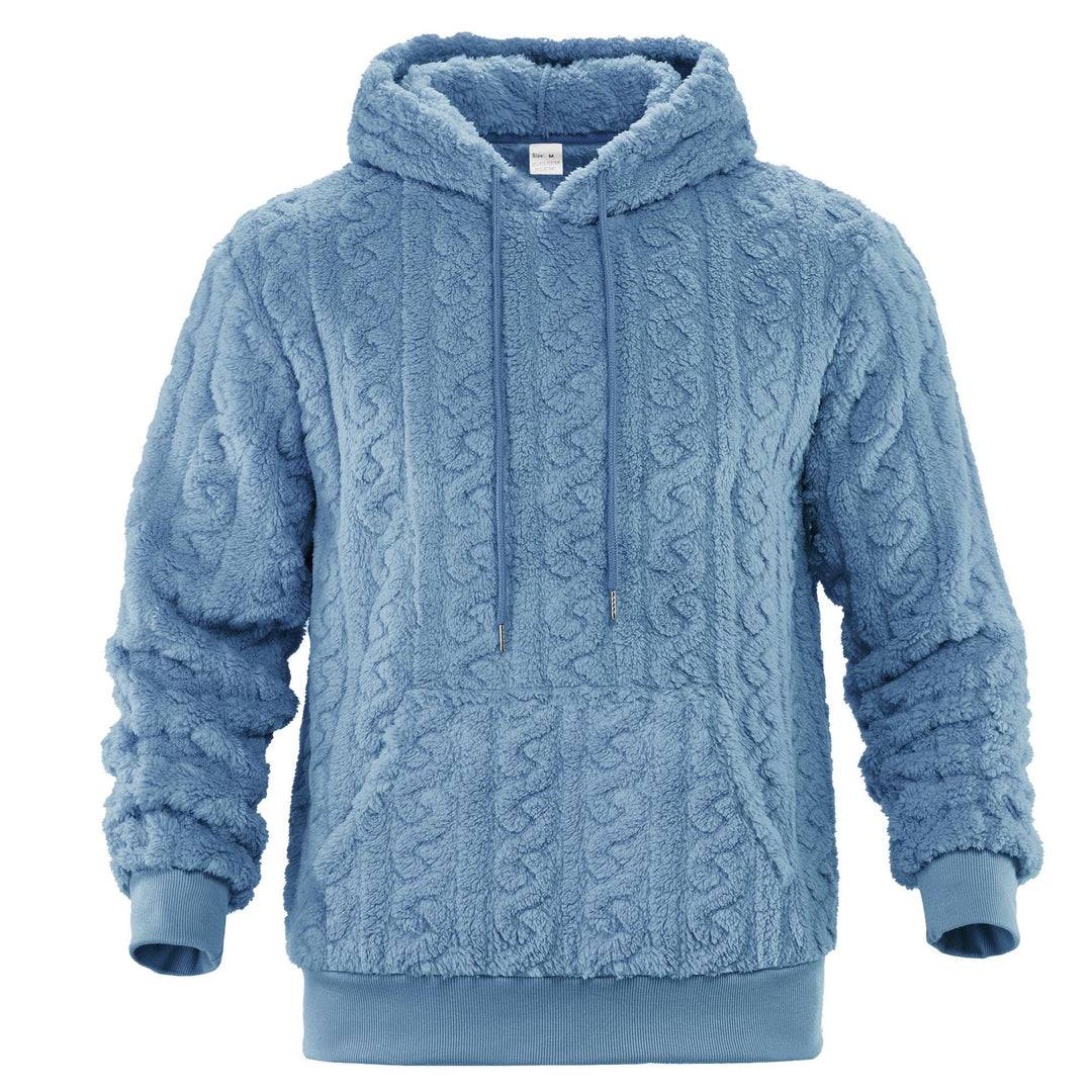 Herren Sherpa-Kapuzenpullover mit Zopfmuster, Kängurutasche und Rippbündchen Echoarchiv