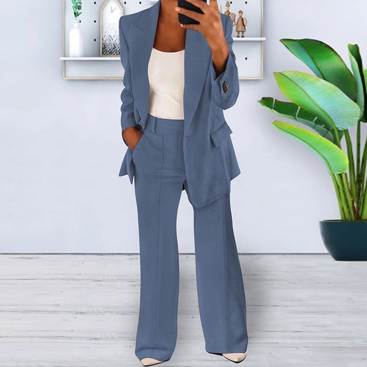 Damen nan bürotaugendes Hosenanzug Set mit weiter Hose und tailliertem Blazer Echo Archiv